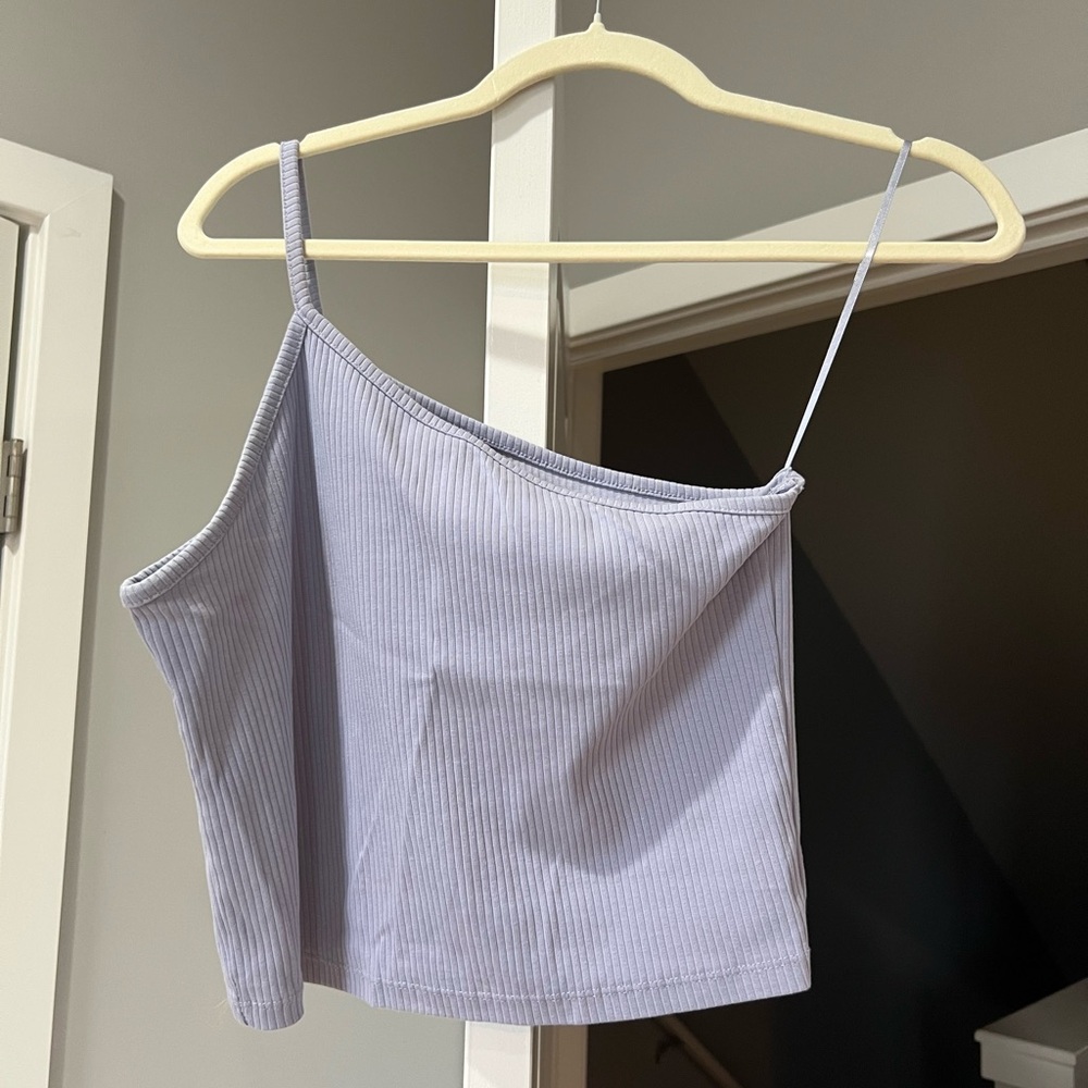 Madewell Lilac Ribbed Asymmetric Spaghetti Tank
